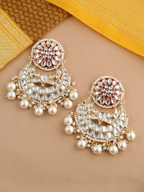 

Shoshaa Gold-Plated & White Contemporary Chandbalis