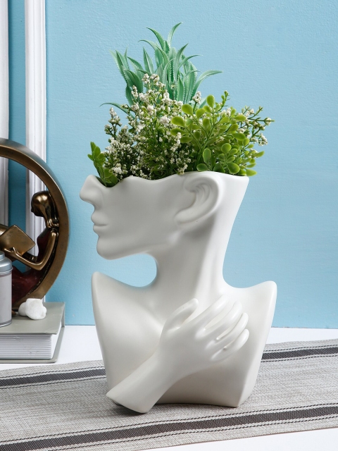 

TAYHAA White Hand-Crafted Human Figurine Ceramic Vase