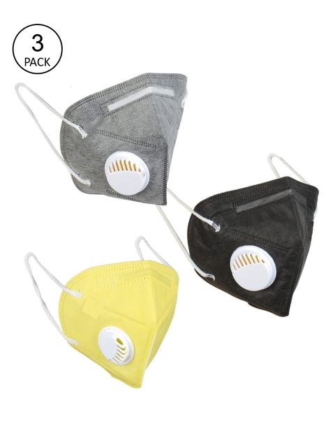 

OOMPH Unisex Pack Of 3 5-Ply Reusable Anti-Pollution KN95 Masks, Grey