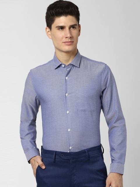 

Peter England Elite Men Blue Slim Fit Self Design Cotton Formal Shirt