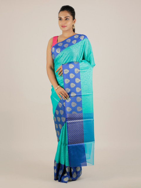 

Pothys Turquoise Blue Woven Design Cotton Blend Saree