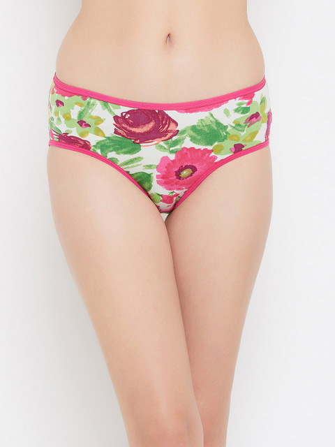 

Clovia Women Green & Pink Printed Hipster Briefs-PN2854D13