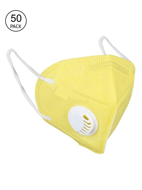 

OOMPH Unisex Pack Of 50 Yellow 5-Ply Reusable Anti-Pollution KN95 Face Masks