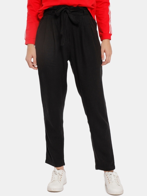 

ELLE Women Black Regular Fit Solid Trousers