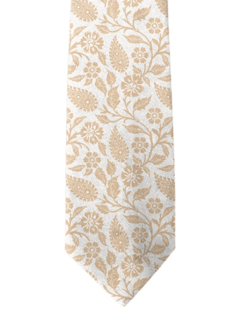

Blacksmith Off-White & Beige Printed Broad Tie