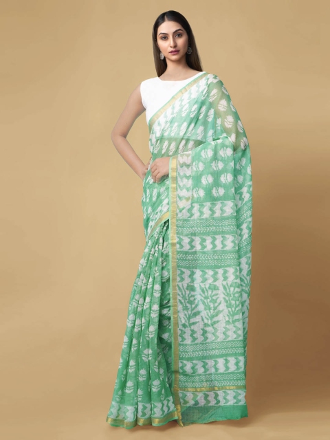 

Unnati Silks Green Pure Cotton Printed Kota Saree