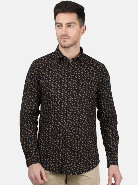 

Monte Carlo Men Black Slim Fit Printed Cotton Casual Shirt