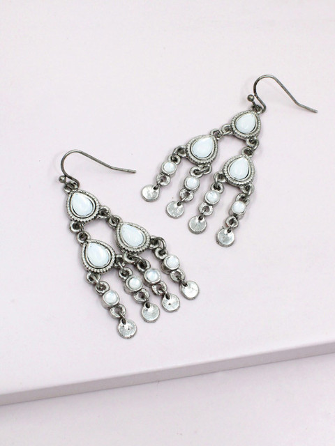 

Runway Ritual Grey & Silver-Plated Geometric Drop Earrings