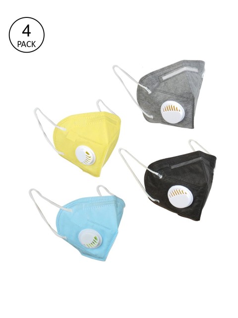 OOMPH Unisex 4 Pcs Anti-Pollution Reusable 5-Ply N95 Masks, Black