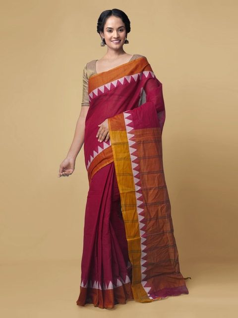 

Unnati Silks Red Pure Cotton Solid Mangalagiri Saree