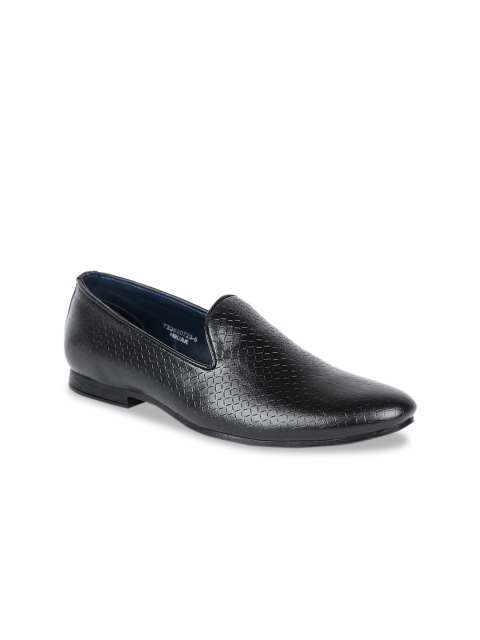 

Khadims Men Black Textured Loafers Casual Shoes