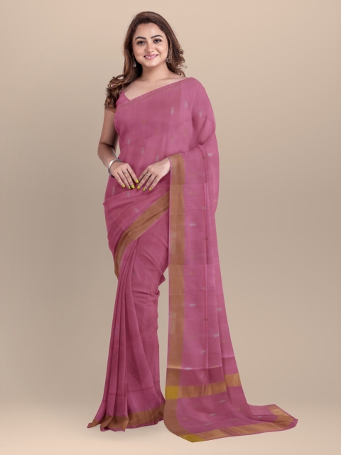 

APCO Pink Pure Cotton Printed Venkatgiri Saree