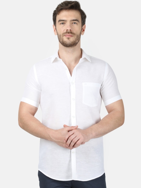 Monte Carlo Men White Regular Fit Solid Casual Shirt