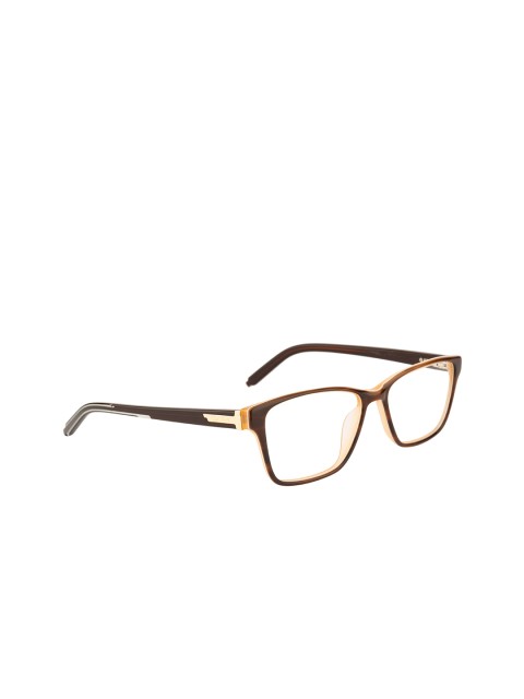 

Ted Smith Unisex Brown & Peach-Coloured Solid Full Rim Square Frames TS-J109_C5