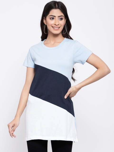 

Kalt Women's Blue & White Colourblocked Tunic