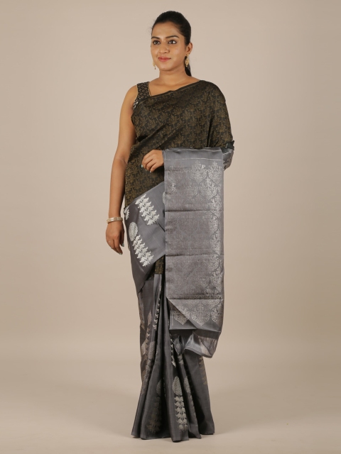 

Pothys Grey & Brown Pure Silk Woven Design Kanjeevaram Saree