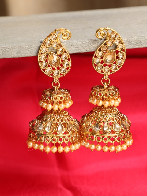 

ANIKAS CREATION Gold-Plated Antique Contemporary Jhumkas