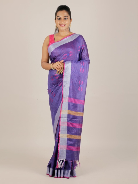 

Pothys Blue Woven Design Linen Blend Saree