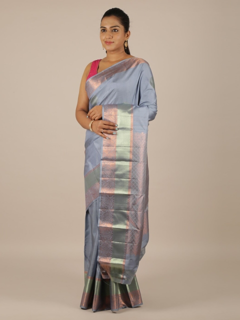 

Pothys Grey & Rose Gold Pure Silk Woven Design Kanjeevaram Saree