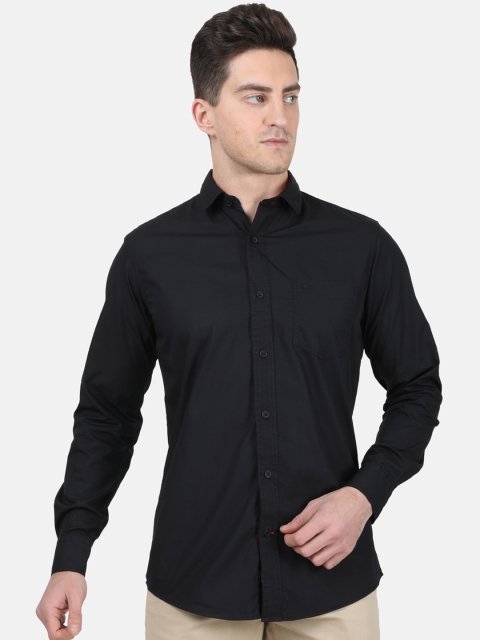 

Monte Carlo Men Black Slim Fit Solid Cotton Casual Shirt