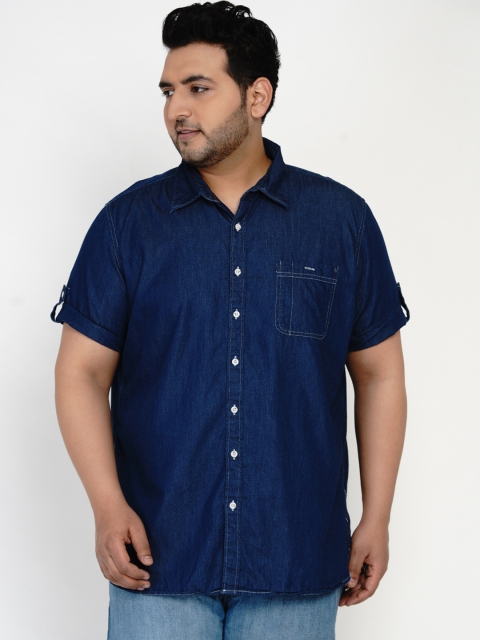 

Santonio Men Blue Regular Fit Solid Cotton Casual Shirt