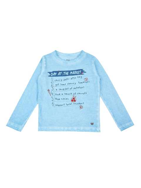 

Ed-a-Mamma Boys Blue Printed Round Neck Pure Cotton T-shirt