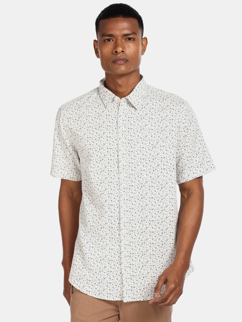 

Ruggers Men Off White Regular Fit Printed Casual Shirt
