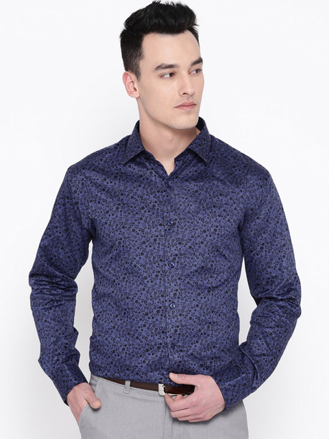 

Hancock Men Purple Slim Fit Printed Formal Shirt