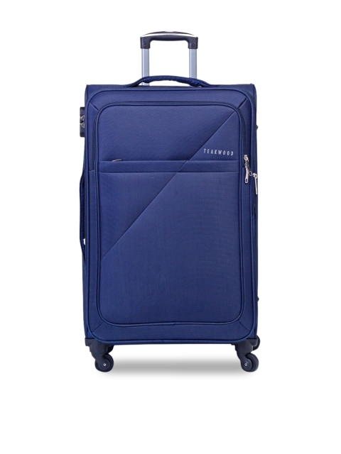 

Teakwood Leathers Unisex Blue Solid Soft-Sided Cabin Trolley Suitcase