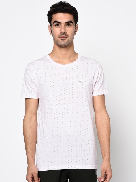 

Octave Men Pink Self Design Round Neck T-shirt