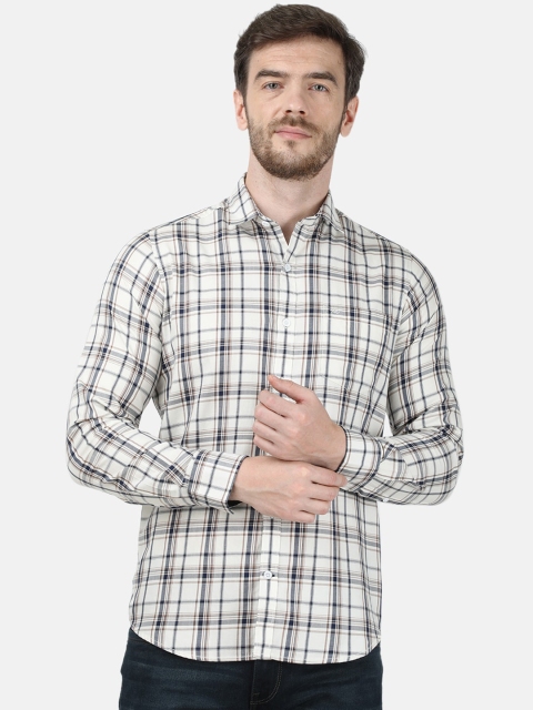 

Monte Carlo Men White Regular Fit Checked Casual Shirt