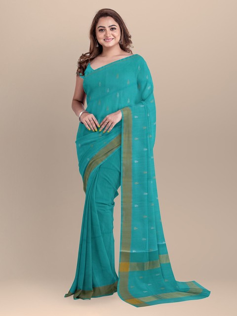 

APCO Sea Green Pure Cotton Solid Venkatgiri Saree