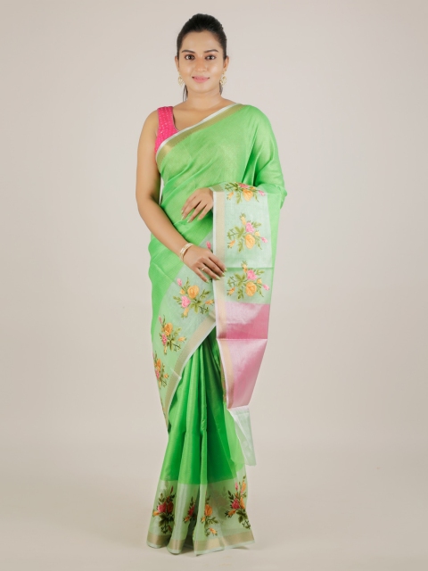 

Pothys Green Woven Design Cotton Blend Saree