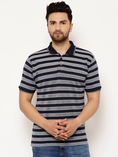 

EPPE Men Grey & Black Striped Polo Collar T-shirt