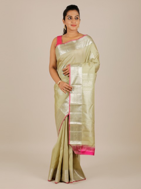 

Pothys Green & Pink Pure Silk Woven Design Kanjeevaram Saree