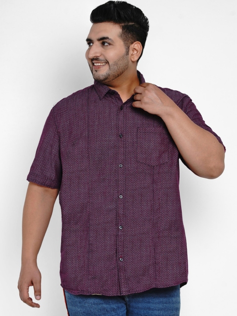 

Santonio Plus Size Men Purple Printed Casual Shirt