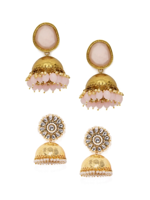 

Zaveri Pearls Set Of 2 Gold-Plated Dome Shaped Jhumkas