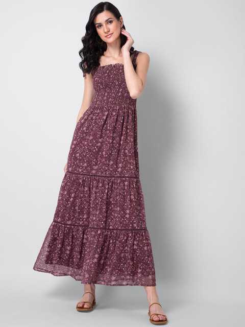

FabAlley Women Maroon Printed Maxi Dress