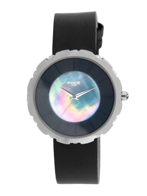 

FOCE Women Black Leather Analogue Watch FWW490LSL