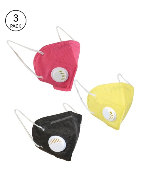 

OOMPH Unisex Pack Of 3 5-Ply Reusable Anti-Pollution KN95 Masks, Yellow