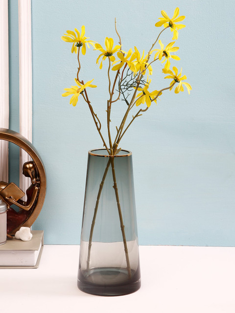 

TAYHAA Grey Solid Thick Glass Flower Vase