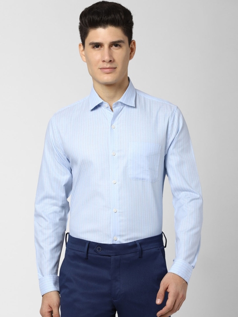 

Peter England Elite Men Blue & Brown Slim Fit Striped Cotton Formal Shirt