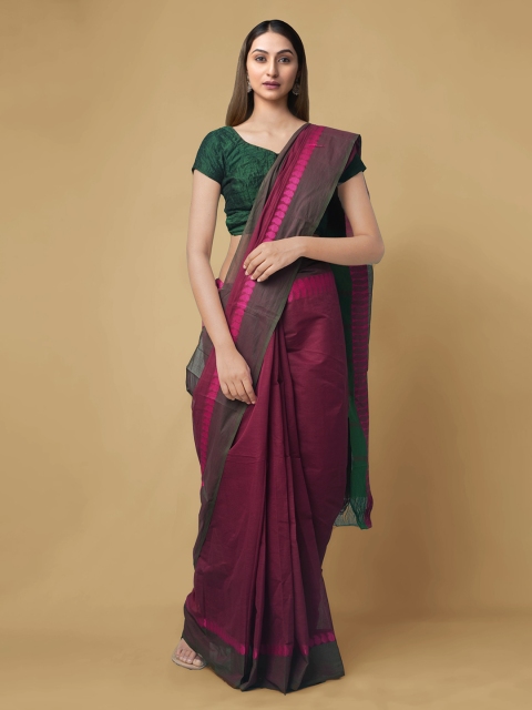 

Unnati Silks Red Pure Cotton Solid Mangalagiri Saree