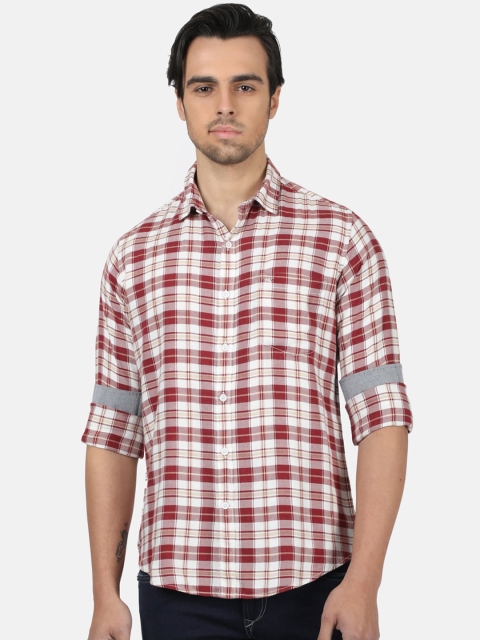 

Monte Carlo Men Red & White Regular Fit Checked Cotton Casual Shirt