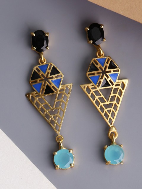 

Shoshaa Blue Gold-Plated Contemporary Drop Earrings