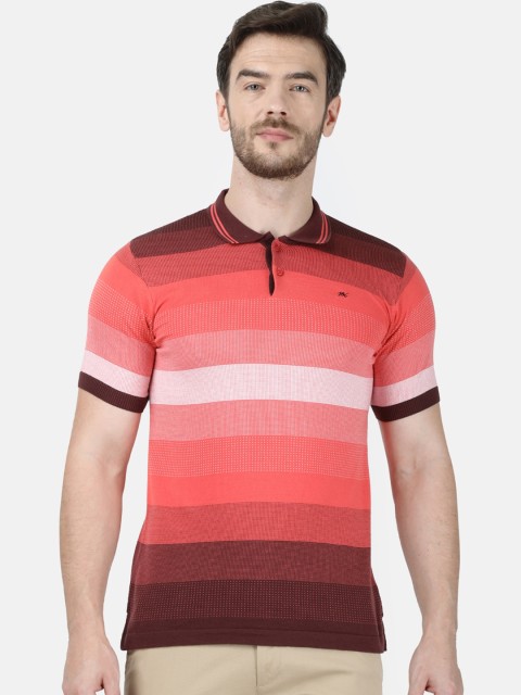 

Monte Carlo Men Multicoloured Striped Cotton Polo Collar T-shirt, Multi