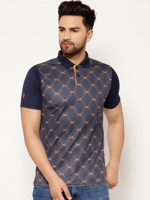 

EPPE Men Navy Blue Printed Polo Collar T-shirt