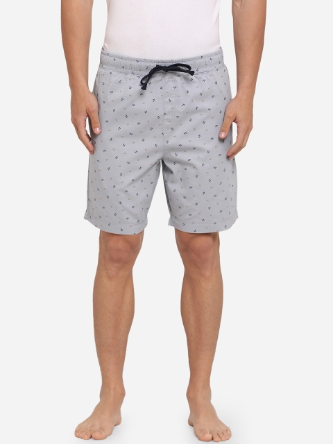 

JADE BLUE Men Grey Printed Cotton Lounge Shorts