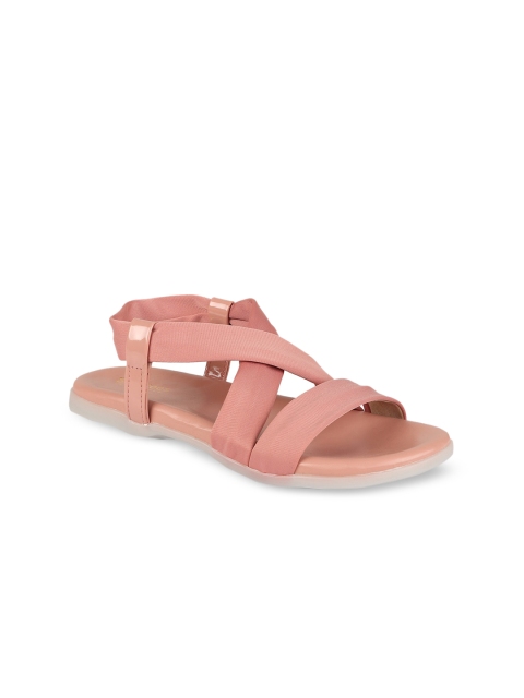 

Stelatoes Women Pink Solid Fabric Open Toe Flats