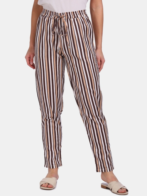 

Cherokee Women White & Black Regular Fit Striped Regular Trousers